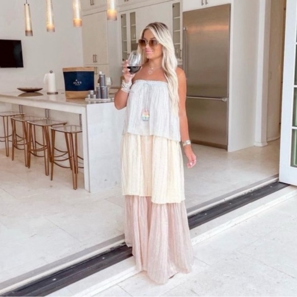 Anthropologie Dresses & Skirts - Anthropologie PQ Briar Shimmer Tiered Cover Up Maxi Dress